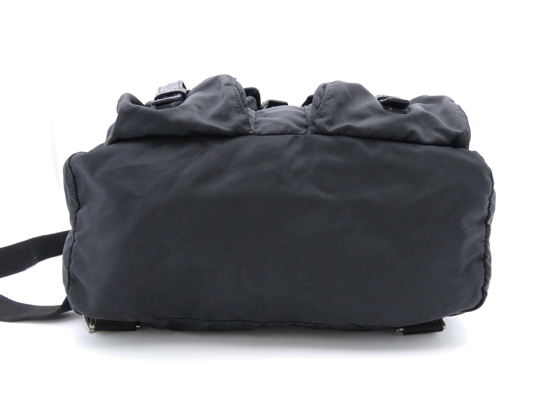 PRADA logo plate nylon and leather backpack