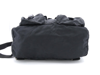 PRADA logo plate nylon and leather backpack