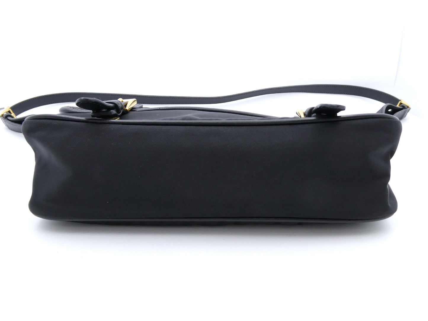 PRADA logo plate nylon shoulder bag