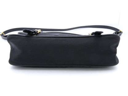 PRADA logo plate nylon shoulder bag