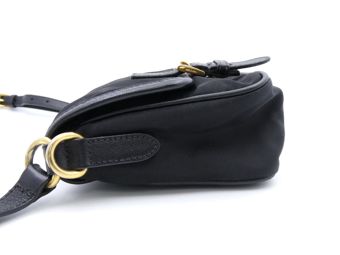 PRADA logo plate nylon shoulder bag