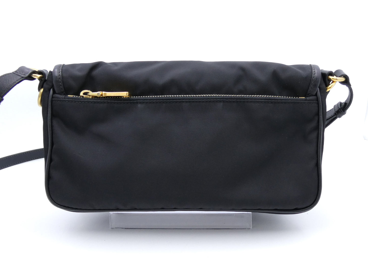 PRADA logo plate nylon shoulder bag