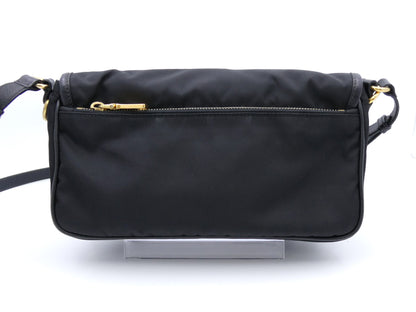 PRADA logo plate nylon shoulder bag