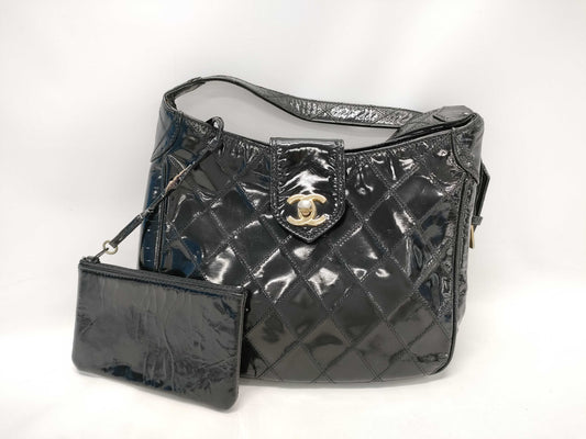 CHANEL Patent Bicolor Shoulder Bag