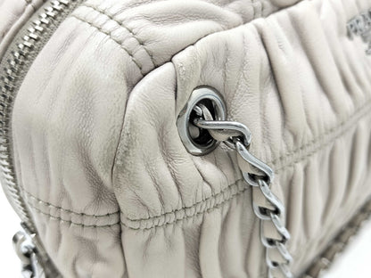 PRADA Gathered Logo Shoulder Bag Handbag