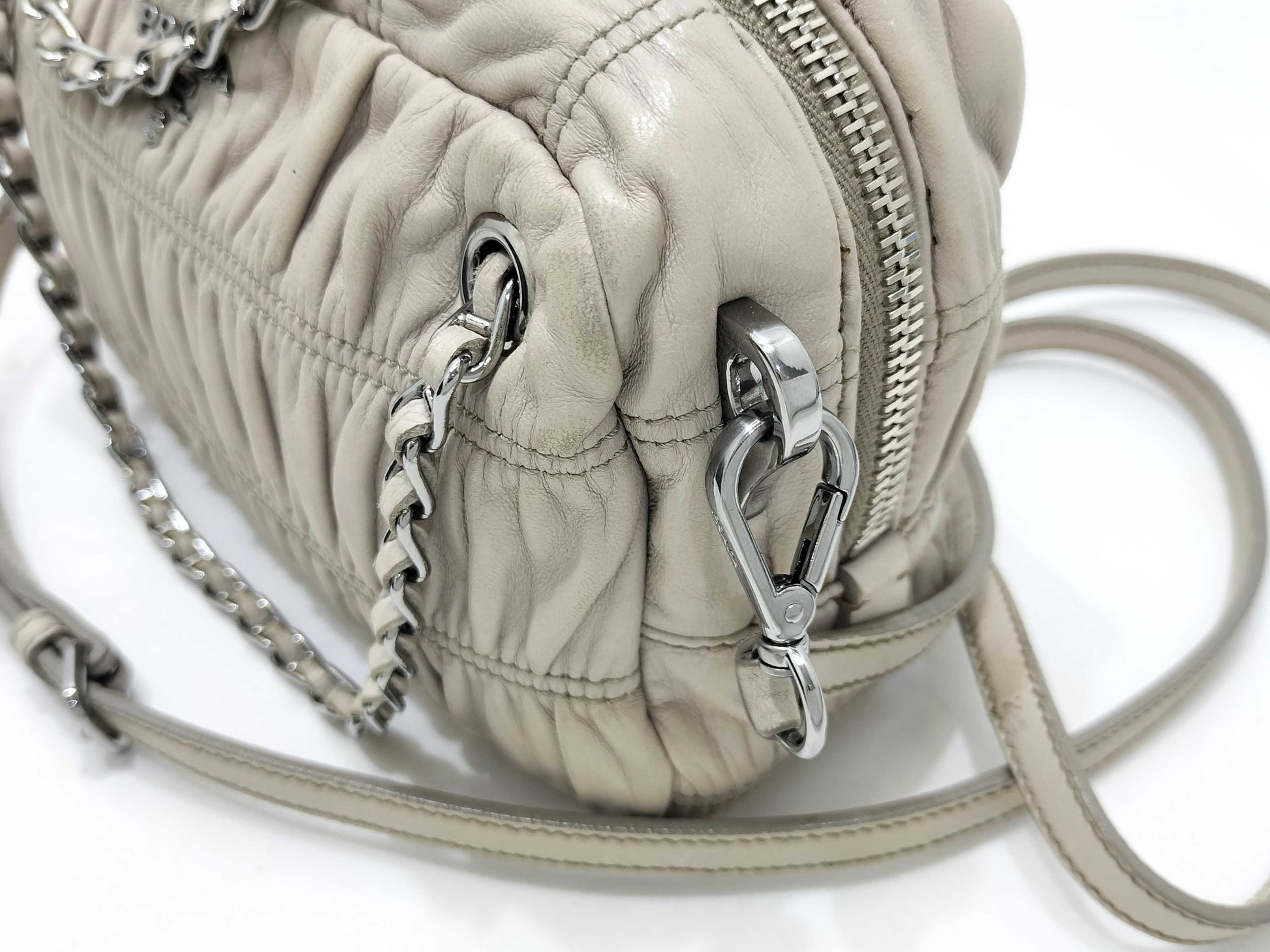 PRADA Gathered Logo Shoulder Bag Handbag