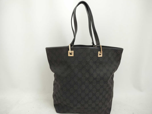 GUCCI GG Canvas GUCCI Gucci Canvas Leather Tote Bag Tote Bag