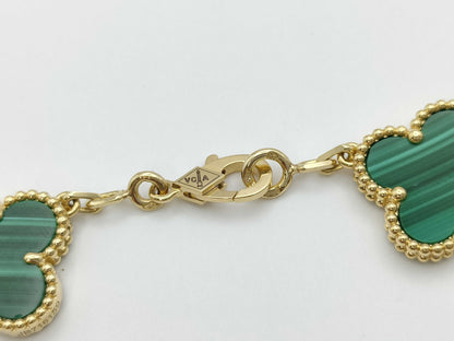 Van Cleef & Arpels Vintage Alhambra Malachite Bracelet/Bangle in Yellow Gold and Au750, 12.6g 