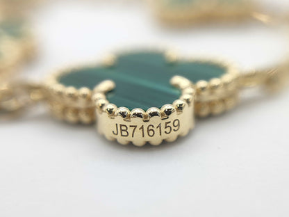 Van Cleef & Arpels Vintage Alhambra Malachite Bracelet/Bangle in Yellow Gold and Au750, 12.6g 