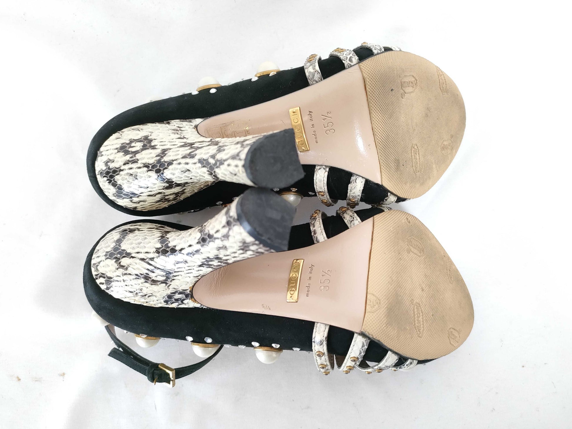 GUCCI GUCCI Tiger Head Python Pumps with Pearls