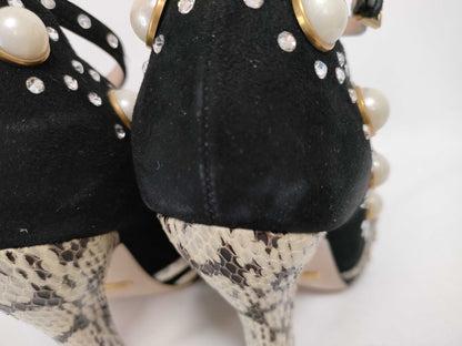 GUCCI GUCCI Tiger Head Python Pumps with Pearls