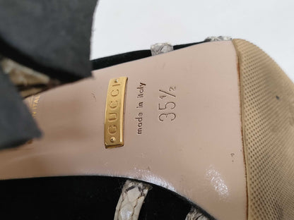 GUCCI GUCCI Tiger Head Python Pumps with Pearls