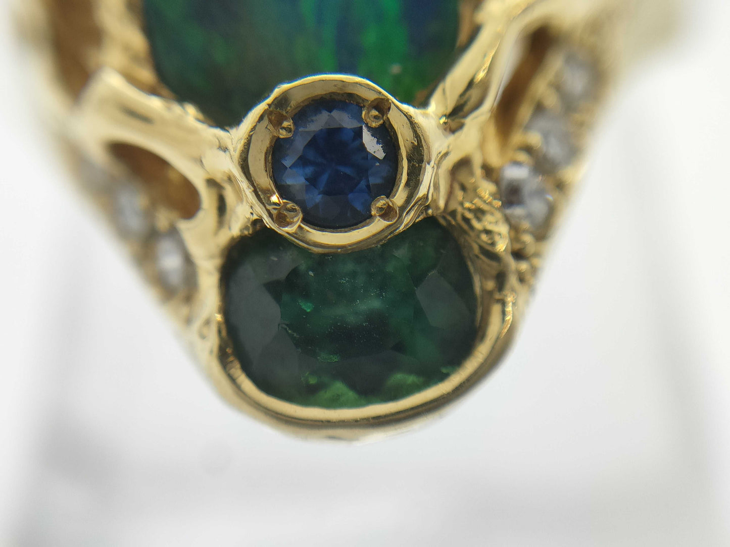 Opal, Diamond, and 18K Gold Ring 