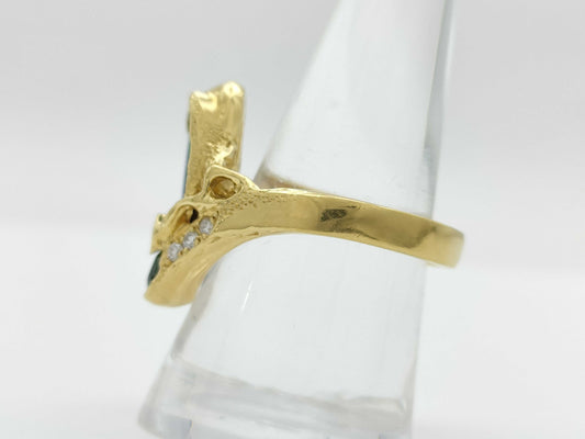 Opal, Diamond, and 18K Gold Ring 