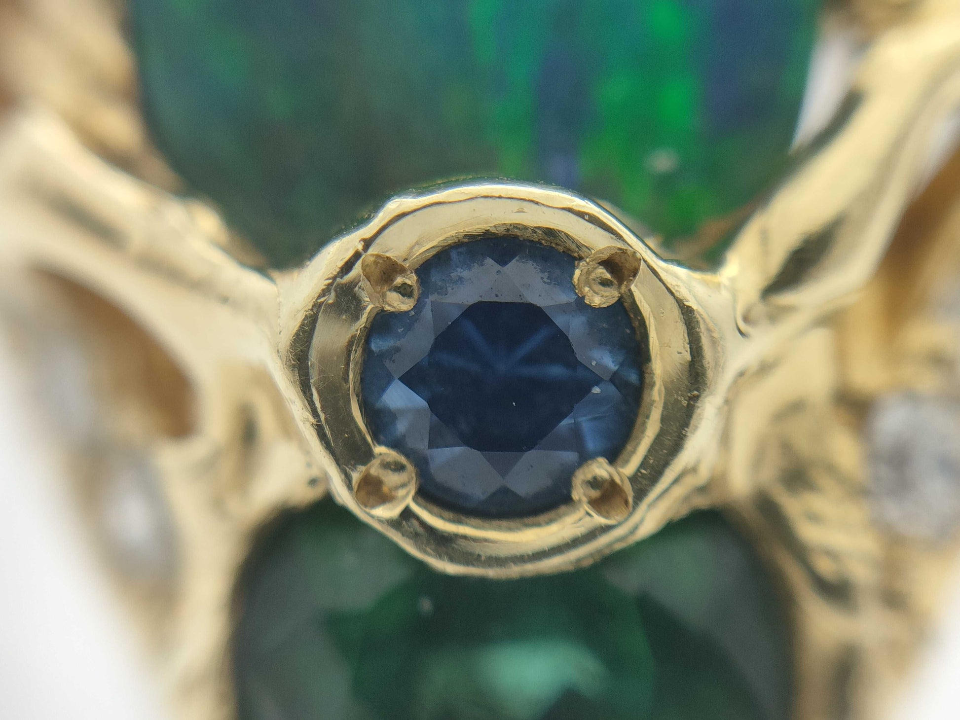 Opal, Diamond, and 18K Gold Ring 