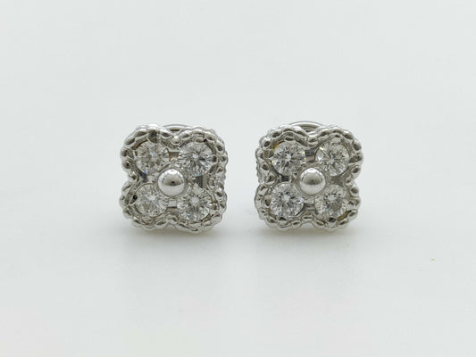 Van Cleef & Arpels Sweet Alhambra Diamond Earrings in 750 White Gold, 3.4g 