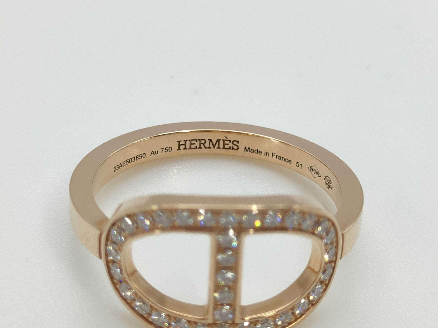 HERMES Contour #51 Diamond PG Au750 3.4g Ring 
