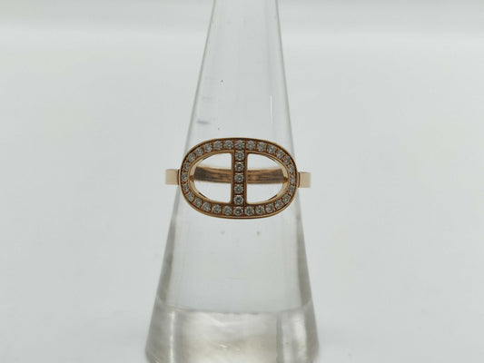 HERMES Contour #51 Diamond PG Au750 3.4g Ring 
