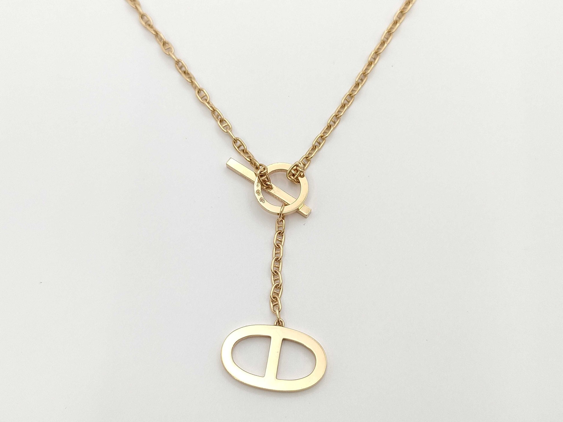 HERMES Contour LG Diamond PG Au750 10.4g Necklace 