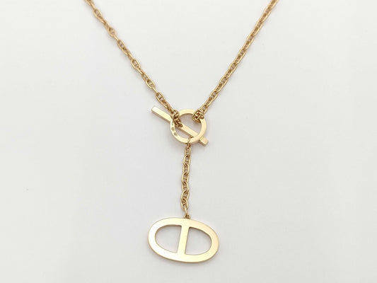 HERMES Contour LG Diamond PG Au750 10.4g Necklace 
