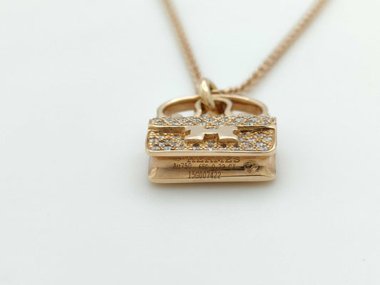 HERMES Amulet Constance D0.29ct PG Au750 9.8g Necklace 