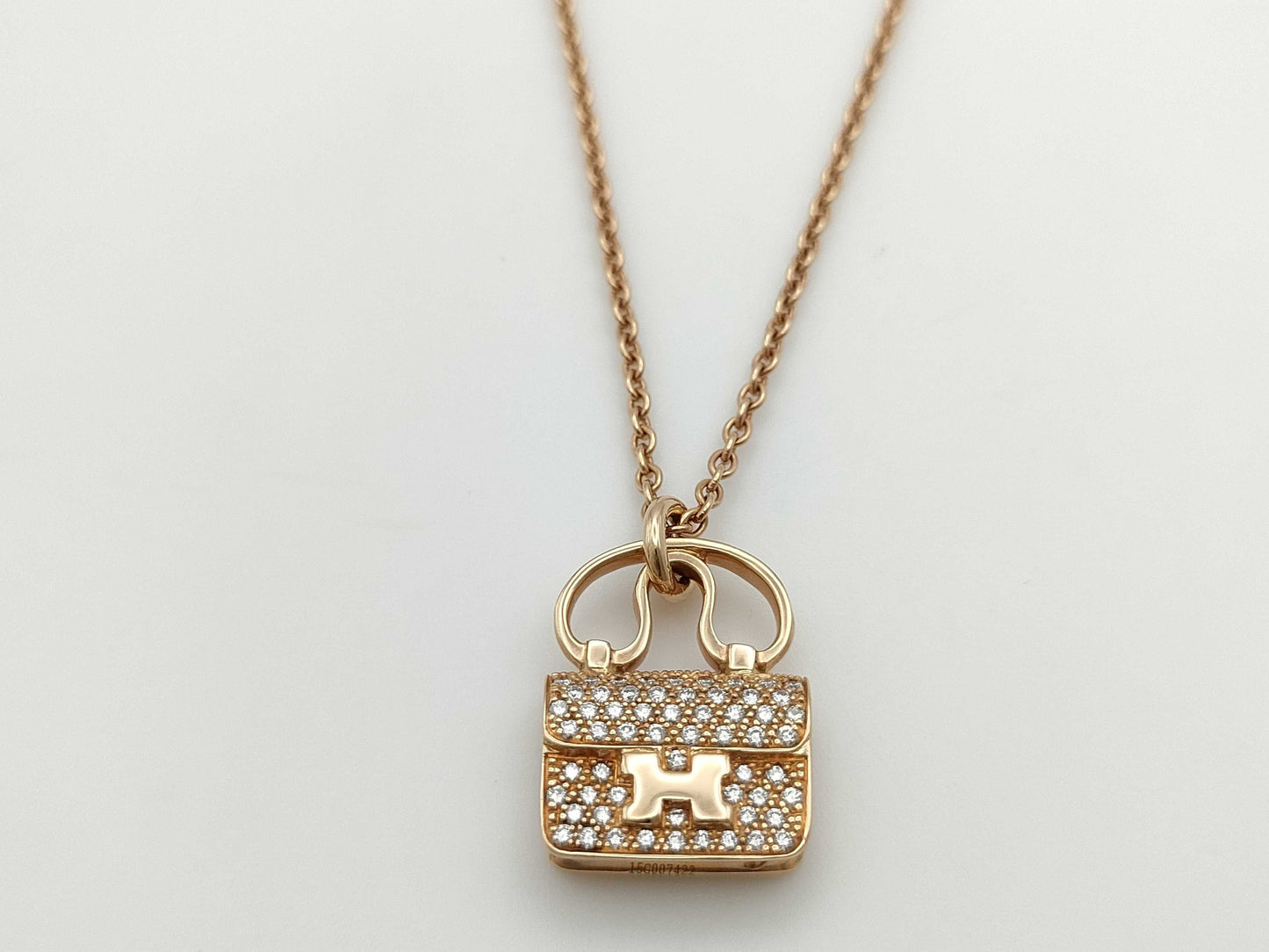 HERMES Amulet Constance D0.29ct PG Au750 9.8g Necklace 