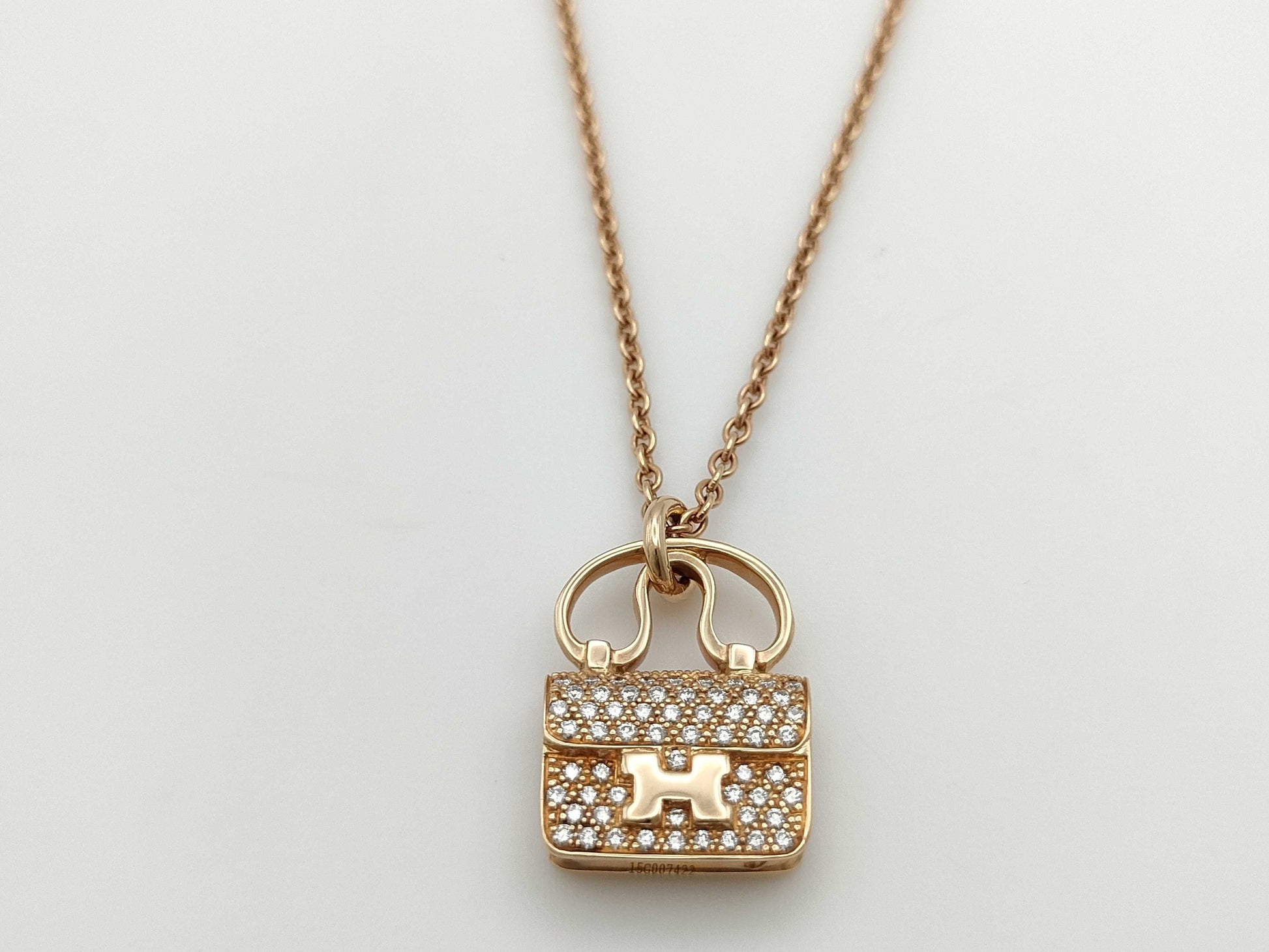HERMES Amulet Constance D0.29ct PG Au750 9.8g Necklace 