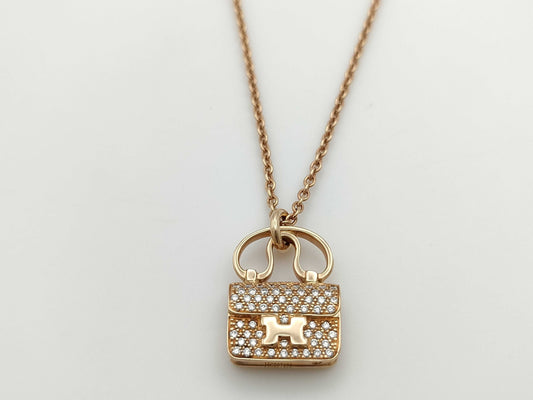 HERMES Amulet Constance D0.29ct PG Au750 9.8g Necklace 