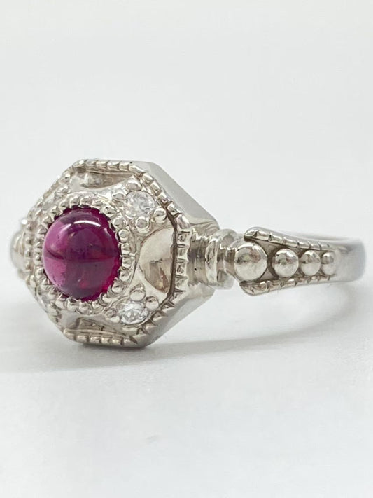 Colored Stone D0.07ct Pt900 6.3g Ring 