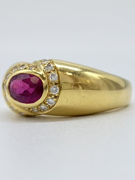Rubellite 0.94ct D0.18ct K18 7.0g Ring 