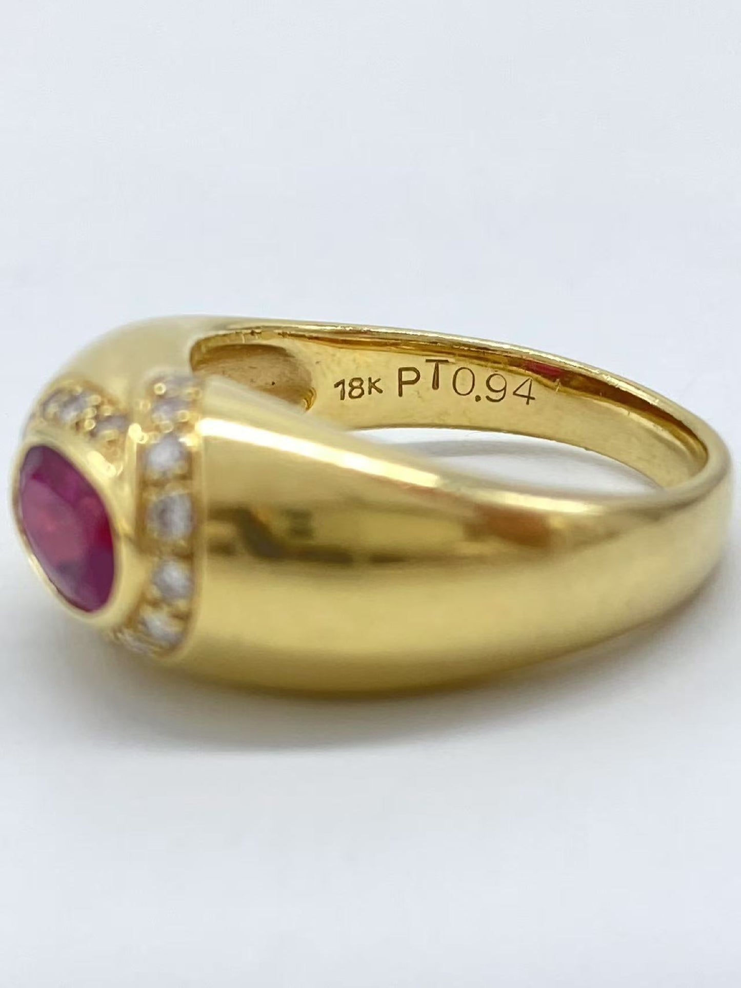 Rubellite 0.94ct D0.18ct K18 7.0g Ring 