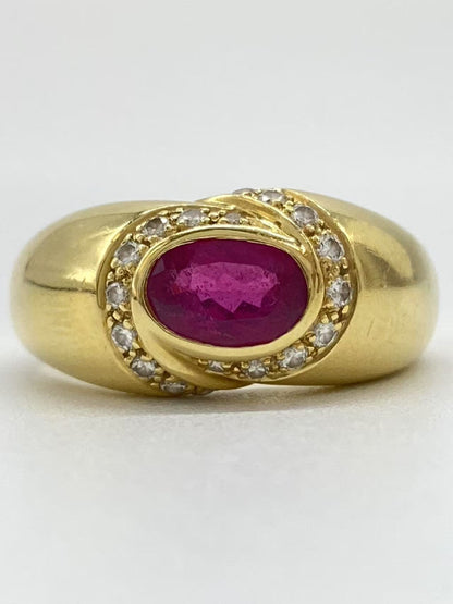 Rubellite 0.94ct D0.18ct K18 7.0g Ring 