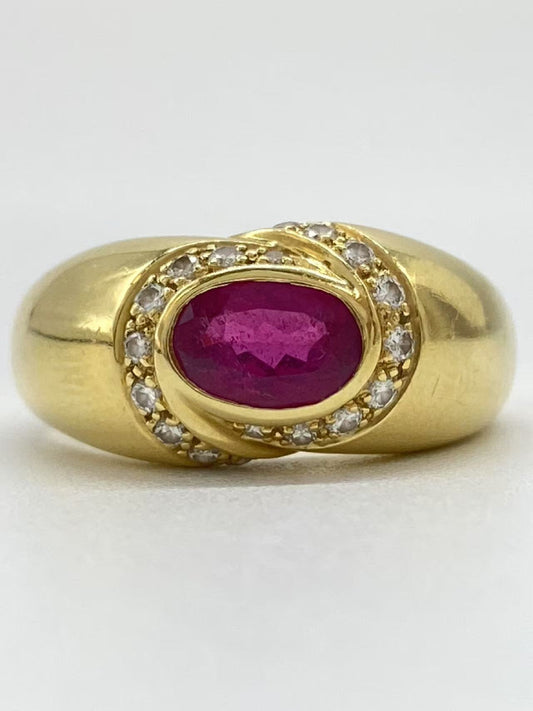 Rubellite 0.94ct D0.18ct K18 7.0g Ring 