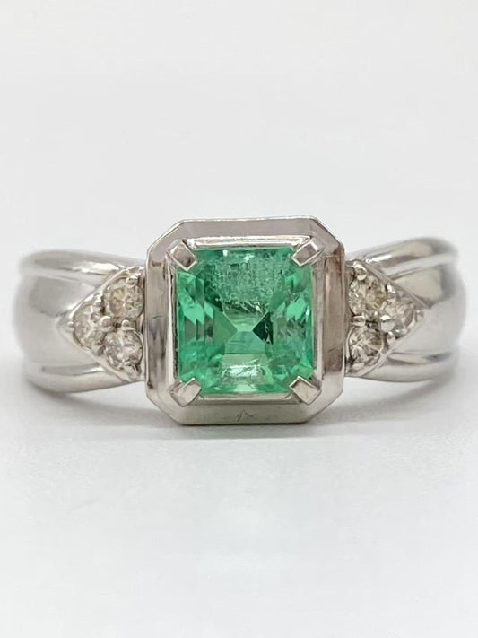 E1.0ct D0.2ct Pt900 8.0g Ring 