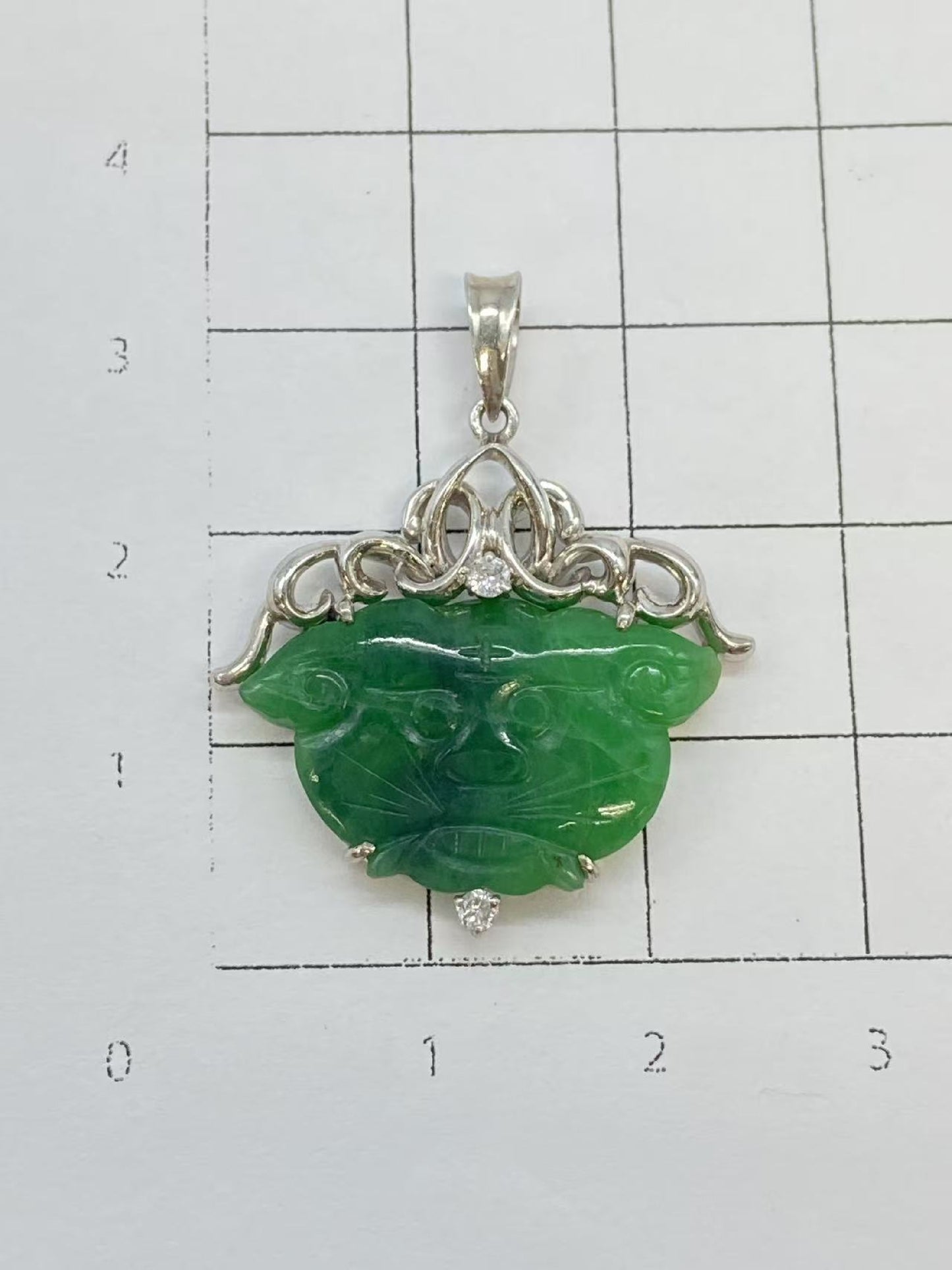 Jadeite D0.07ct 14K/585 4.2g Pendant Top 