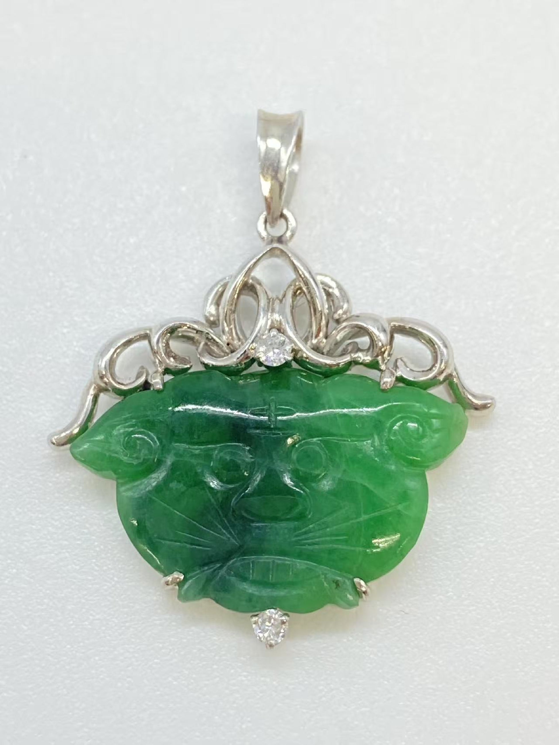 Jadeite D0.07ct 14K/585 4.2g Pendant Top 