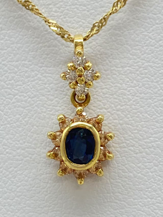 Sapphire and Diamond 585 2.5g Necklace 