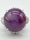 Purple Star Sapphire 39.66ct D0.2ct Pt900 20.0g Ring 