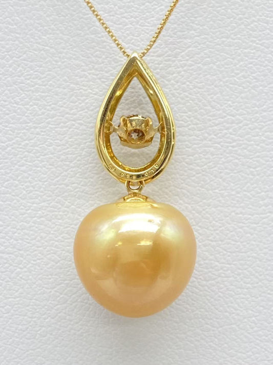 Pearl 13.6mm D0.28ct FD0.1ct K18 6.2g Necklace 
