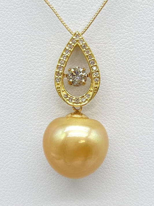 Pearl 13.6mm D0.28ct FD0.1ct K18 6.2g Necklace 