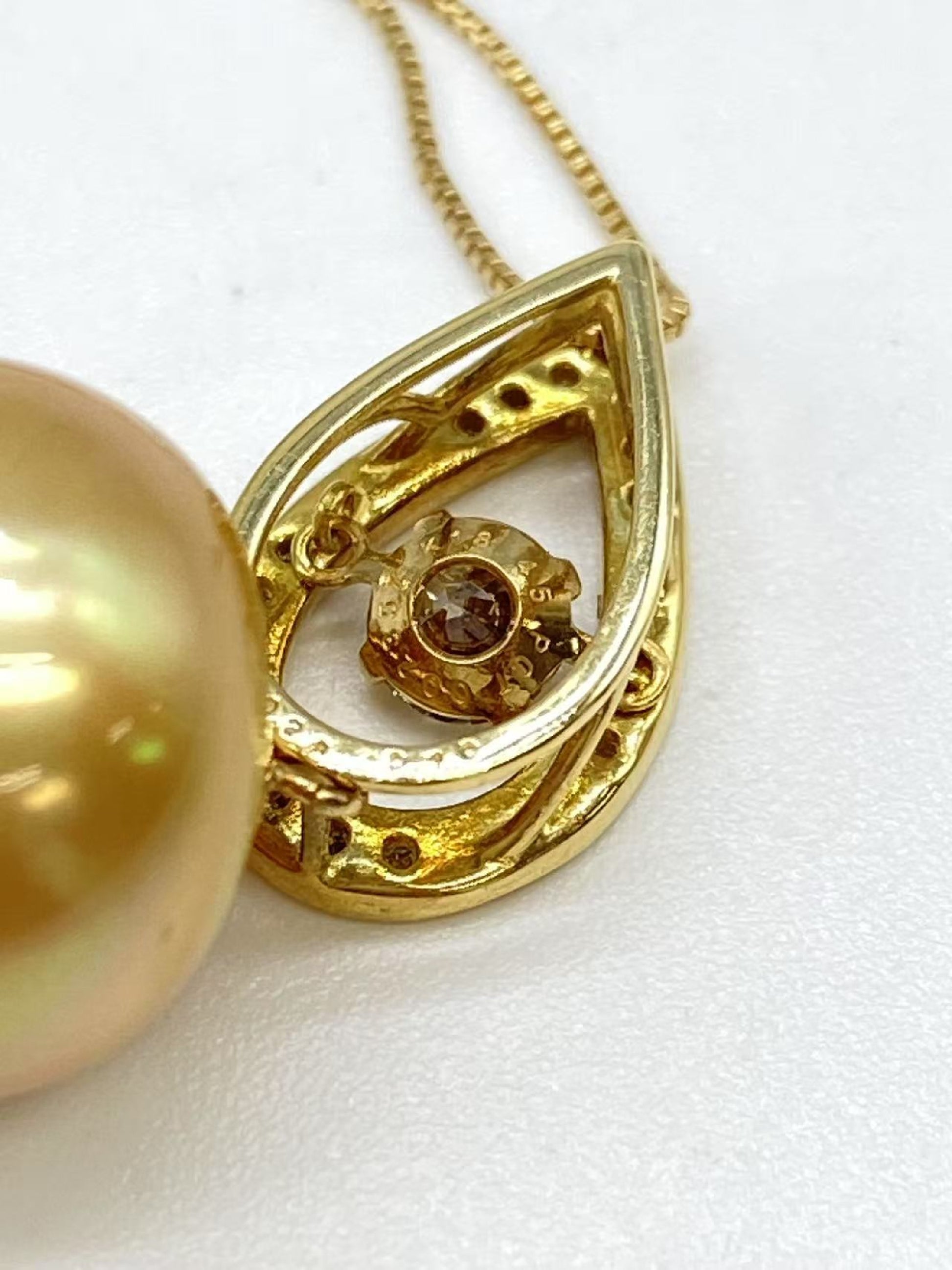 Pearl 13.6mm D0.28ct FD0.1ct K18 6.2g Necklace 