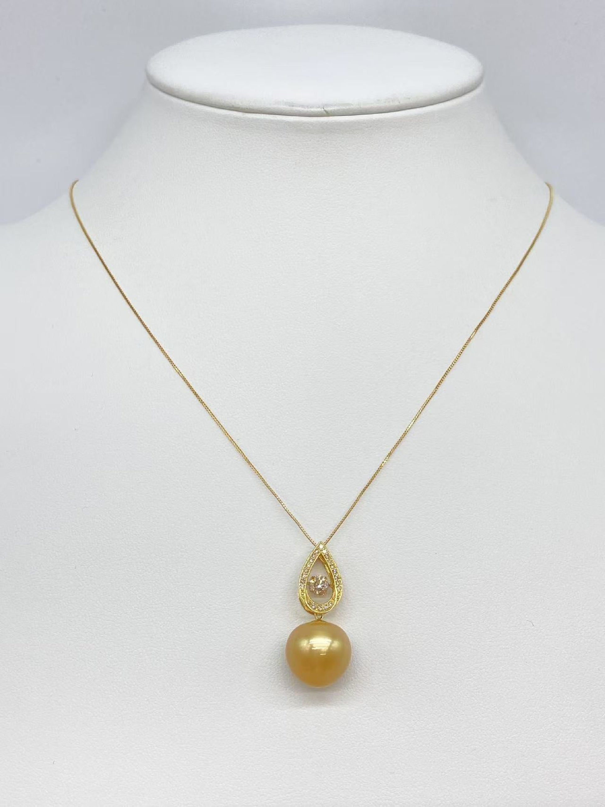 Pearl 13.6mm D0.28ct FD0.1ct K18 6.2g Necklace 