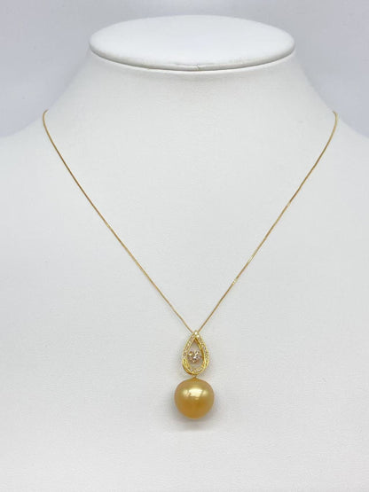 Pearl 13.6mm D0.28ct FD0.1ct K18 6.2g Necklace 