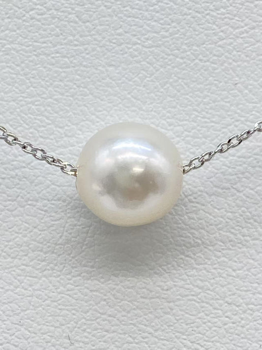 Pearl necklace, approximately 8.1-8.4mm, 10.4g, sterling silver 