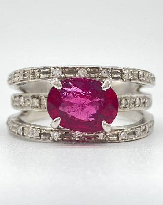 TL1.73ct D0.18ct Pt900 8.8g Ring 