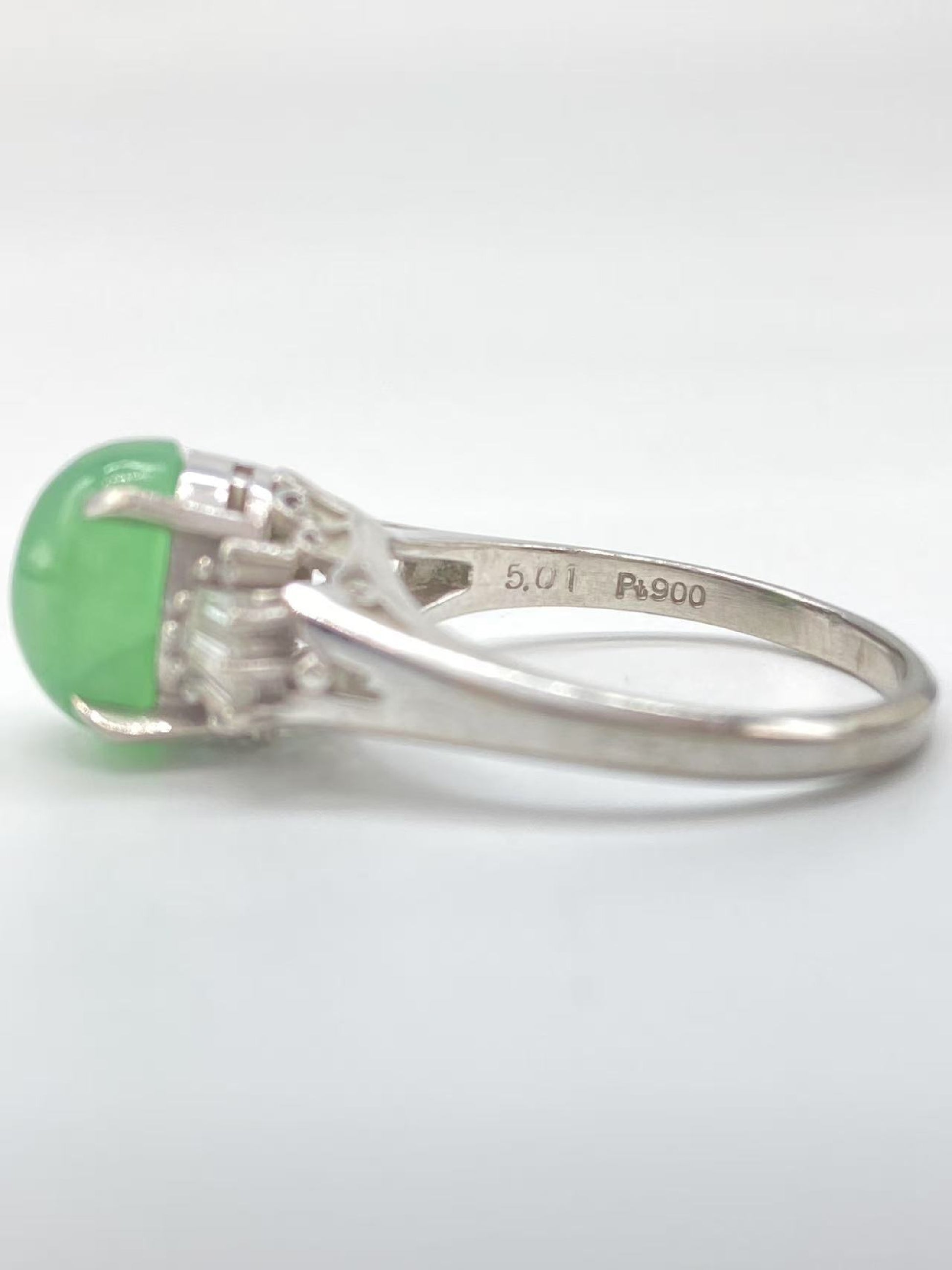 Jade 5.01ct D0.44ct PT900 7.9g Ring 