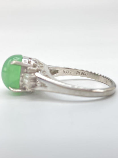 Jade 5.01ct D0.44ct PT900 7.9g Ring 
