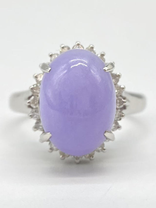 Jadeite 8.48ct D0.42ct Pt900 9.1g Ring 
