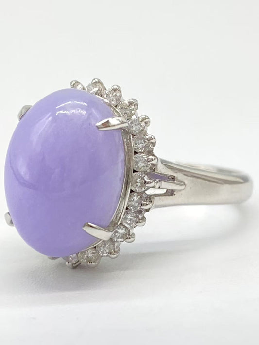 Jadeite 8.48ct D0.42ct Pt900 9.1g Ring 