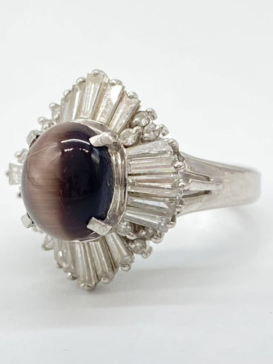 1.9ct colored stone, D1.47ct, Pt900, 8.3g ring 
